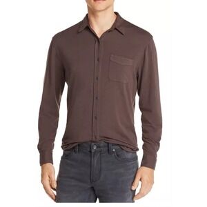 PAIGE Mens Stockton Button‎ Up Shirt Ruby Rum Long Sleeve Pocket Size L